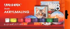 AUREUO Akrylmaling 8 x 21 ml - klassisk| Akrylmaling