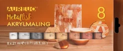 AUREUO Akrylmaling 8 x 21 ml - metallisk| Akrylmaling