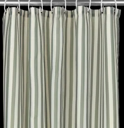 Sjöbo Home Badeforhæng 140 x 200 cm - Grøn stribet| Badeværelsesartikler