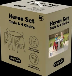 Bord med 4 stole - rød/grå/grøn| Gynger, Legehuse Og Sandkasser