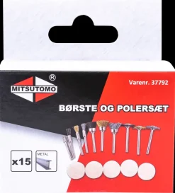 Mitsutomo Børste- og polersæt Ø3 mm 15 dele| Slibeartikler