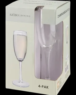 SJÖBO Champagneglas 18 cl 4-pak| Drikkeglas Og Vinglas|Underholdning Til Nytår