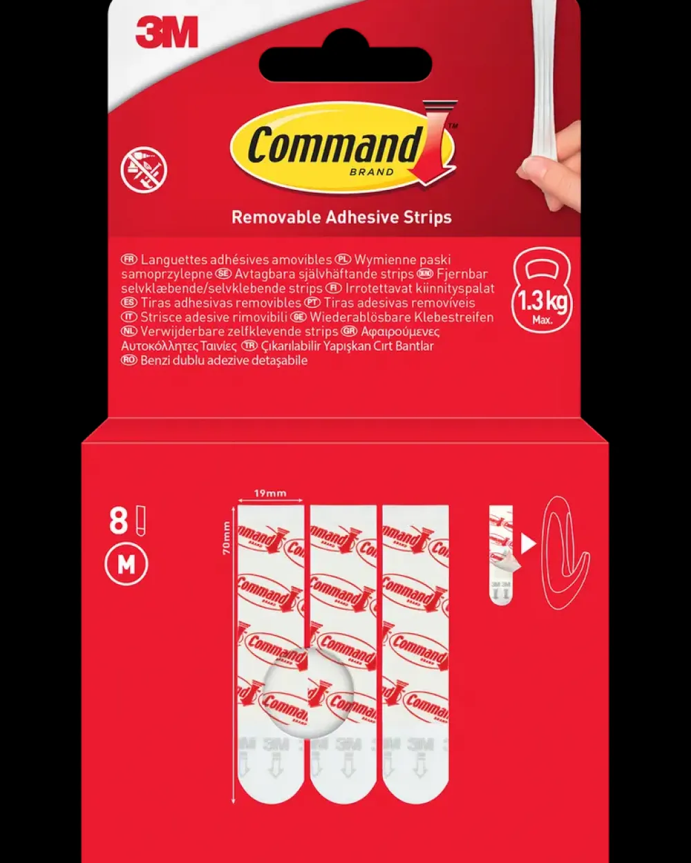 Command ™ Aftagelige Klæbestrips 8 stk - Hvid M| Kroge Og Ophæng|Tape