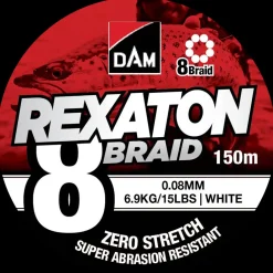 DAM Fletline 8 Braid 150 m 0,08 mm - hvid| Fiskestænger, Hjul Og Liner