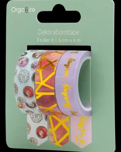 Organize Dekorationstape 3-pak - Assorteret design| Øvrige Hobbyartikler