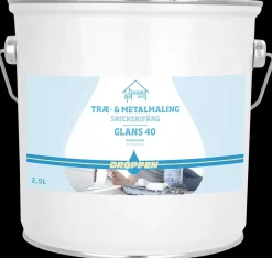 Droppen Træ- og metalmaling 2,5 L glans 40 - hvid| Træ- Og Metalmaling