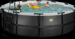 EXIT TOYS Pool Ø427x122cm med pumpe og skærm - Sort| Pool- Og Spatilbehør