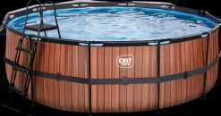 EXIT TOYS Pool Ø427x122cm med pumpe og skærm - Brun| Pool- Og Spatilbehør