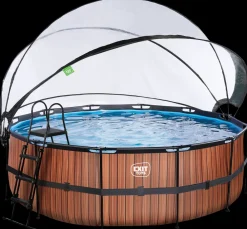 EXIT TOYS Pool Ø427x122cm med pumpe og skærm - Brun| Pool- Og Spatilbehør