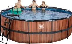 EXIT TOYS Pool Ø427x122cm med pumpe og skærm - Brun| Pool- Og Spatilbehør