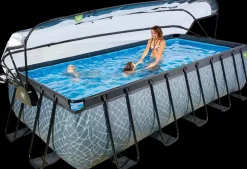 EXIT TOYS Pool 540x250x122cm med pumpe og skærm - Grå| Pool- Og Spatilbehør