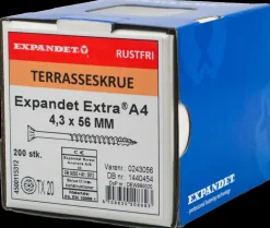 EXPANDET Rustfri A4 skrue 4,3 x 56 mm 200 stk.| Skruer