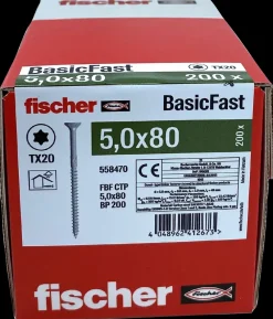 Fischer Spånskrue 5 x 80 mm TX20 200 stk.| Skruer