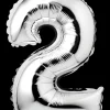 Folieballon H. 35 cm sølv - nr. 2| Festartikler|Nytårspynt