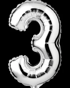 Folieballon H. 35 cm sølv - nr. 3| Festartikler|Nytårspynt