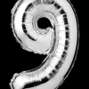 Folieballon H. 35 cm sølv - nr. 9| Festartikler|Nytårspynt