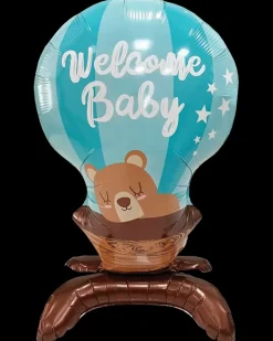 Folieballon på fod 66 cm - "Welcome baby" blå| Festartikler