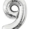 Folieballon Sølv 86 cm - Nr 9| Festartikler|Nytårspynt