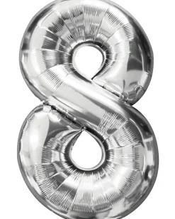 Folieballon Sølv 86 cm - Nr 8| Festartikler|Nytårspynt