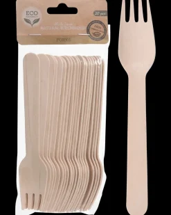 Gaffel i træ 20-pak| Engangsservice