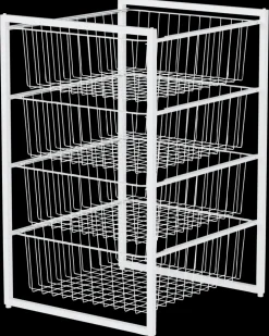 Garderobeindsats med 4 trådkurve| Garderobe Og Opbevaring