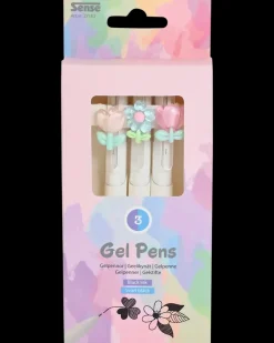 Sense Gelpenne med blomster - 3 stk| Kontorartikler