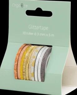 Organize Glittertape 10-pak - Assorteret design| Øvrige Hobbyartikler