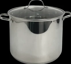 SJÖBO Gryde i rustfrit stål med glaslåg - 10 L| Gryder Og Pander