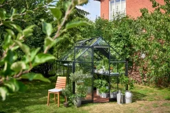 Halls Drivhus Qube 68 + hærdet glas - sort| Drivhuse