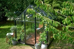 Halls Drivhus Qube 68 + hærdet glas - sort| Drivhuse