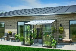 Halls Drivhus Qube Lean-to 68 hærdet glas - sort| Vægdrivhuse