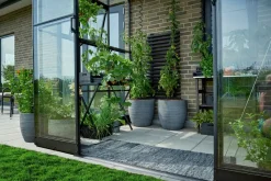 Halls Drivhus Qube Lean-to 68 hærdet glas - sort| Vægdrivhuse