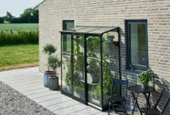 Halls Drivhus Qube Lean-to 26 hærdet glas - sort| Vægdrivhuse
