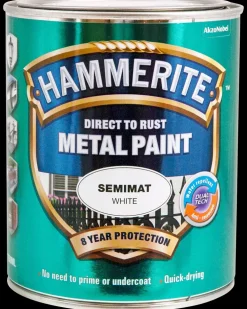 Hammerite Semimat hvid - 750 ml| Træ- Og Metalmaling