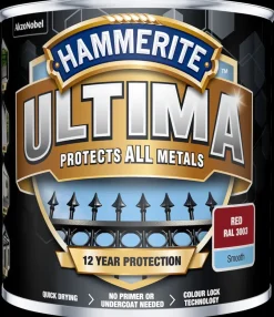 Hammerite Ultima 250 ml - RØD RAL 3003| Træ- Og Metalmaling