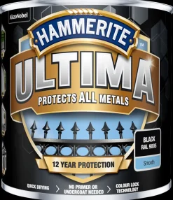 Hammerite Ultima 250 ml - SORT RAL 9005| Træ- Og Metalmaling