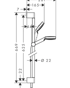 hansgrohe Crometta 1jet Eco Brusestangssæt| Brusesæt Og -Slanger