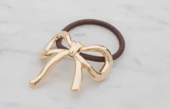 Hårelastik med sløjfe - guld| Smykker & Hårpynt