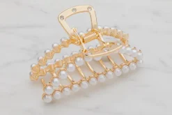 Hårklemme med perler - guld| Smykker & Hårpynt