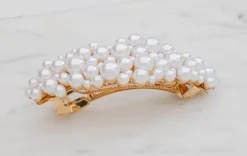 Hårklemme med perler - guld| Smykker & Hårpynt