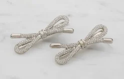 Hårspænde sløjfe og sten 2 stk. - sølv| Smykker & Hårpynt