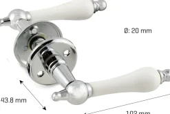 jasa Dørgreb krom med hvid porcelæn| Dør- Og Vinduesgreb