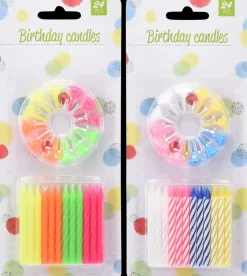 Kagelys med holdere 12-pak - assorterede varianter| Festartikler