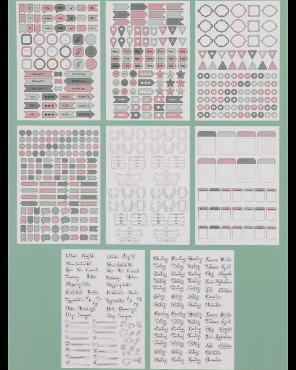 Organize Kalenderklistermærker 8 ark A5| Kontorartikler