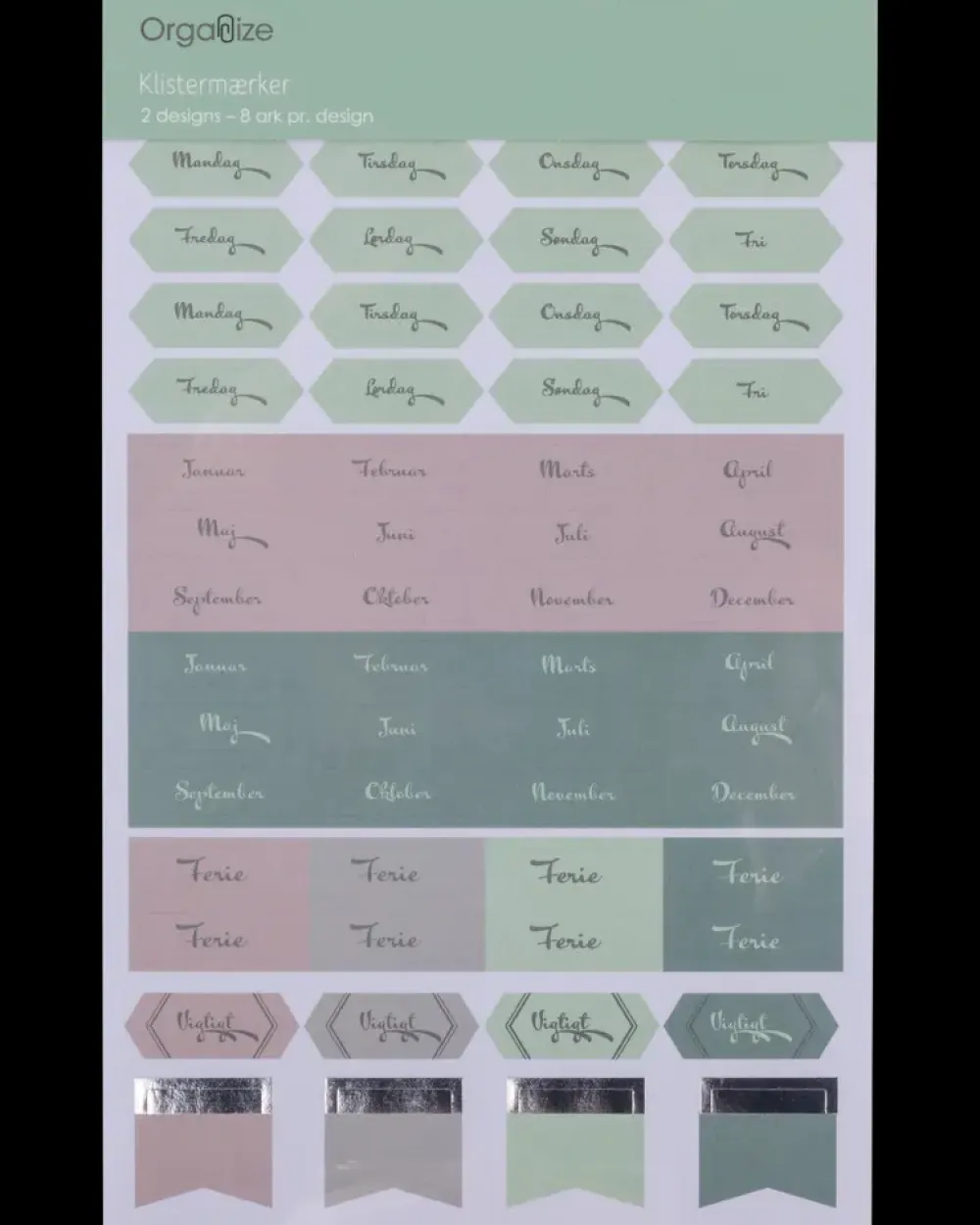 Organize Klistermærkeblok 16 ark - 13 x 21 cm| Kontorartikler