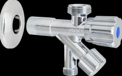 Kombistopventil 1/2" x 3/8" x 3/4" med roset| Haner Og Ventiler