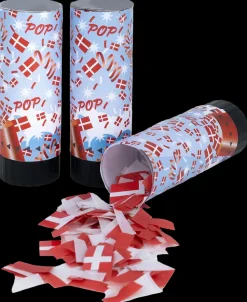 Konfettirør 10,5 cm 3 stk - dannebrog| Festartikler|Nytårspynt