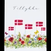 Kort 11 x 17 cm - Blomster og flag| Festartikler