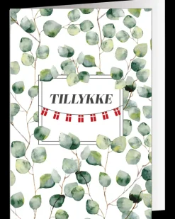 Kort 11 x 17 cm - Eucalyptus og flag| Festartikler