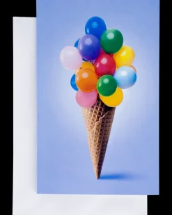 Kort med kuvert 11 x 17 cm - vaffel med ballon| Festartikler